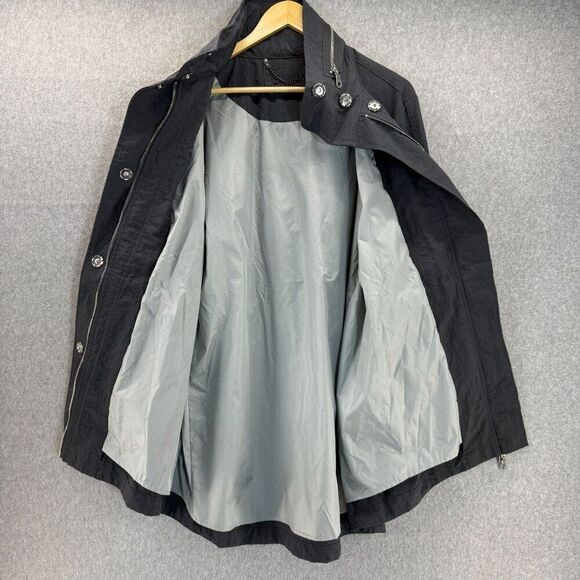 Unbranded Gray Rain Jacket Windbreaker Coat Lagenlook Full Zip Roll Hood Anorak - Picture 5 of 16